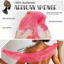 African Net Sponge Authentic - Exfoliating Back Scrub Bath Sponge With Knots - Afro Scrub Body Scrubber Exfoliator Washcloth - African Body Care Daily Use Shower Essentials2025 - Hồng - Xem 2
