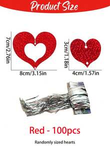 Bộ 100 món đồ trang trí hình trái tim màu đỏ, mặt dây chuyền đính kim sa, thích hợp để trang trí đám cưới, phòng ngủ/phòng khách, tiệc tùng, sinh nhật - Lựa chọn lý tưởng cho nhiều không gian khác nhau. - Nhiều màu - Xem 11