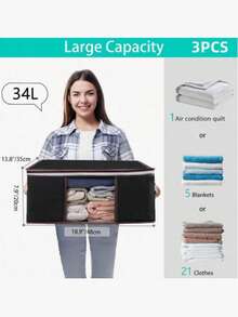 1/3/6/10/20pcs Foldable Home Storage Organizer Bags, Containers For Organizing Clothes, Bedding, Sweaters, Pillows And Closets - Multicolor - View 12