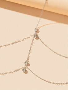 1pc Sexy Body Chain Rhinestone Decor Bra Bikini Waist Abdomen Silver Body Jewelry For Women - Silver - View 4