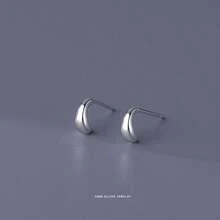 1pc S999 Pure Silver Stud Earrings, Minimalist & Versatile, Suitable As Valentine's Day, Mother's Day, Holiday Gift - White Gold - View 16