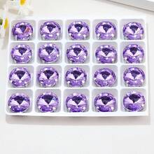 Rivoli Round Shape, 6mm,8mm,10mm,12mm,14mm,16mm,18mm, Glass Multi Colors Fancy Ellipse Shiny Handmade Sliver Metal Claw Base, Sewing Crystal Hand Sewn Rhinestone Decoration Beads Flat Back With Holes Gems DIY Accessories Sew On Stones Strass For Decorating Clothes, Dress, Bags, Shoes, Brooches, Earrings, Handicrafts - Rose Red - View 11