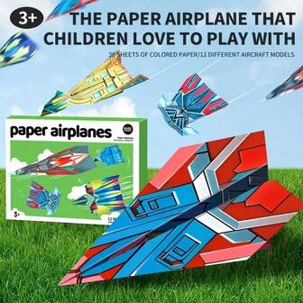 36pcs Colorful Origami Airplane DIY Model Kit, Fun Arts & Crafts For Boys & Girls Aged 5-8 And 9-12, Foldable For Indoor And Outdoor Activities