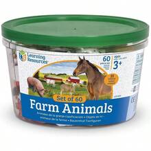 Learning Resources Farm Animal Counters - 60 Piezas, Edades 3+ aos Juguetes de Desarrollo Temprano, Animales de Granja para Nios, Figuras de Animales para Nios, Animalitos de Plastico - Contadores de animales de granja - Ver 4