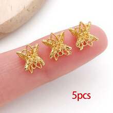 5pcs 18k Gold Plated Bead Caps Double Flower Bead Caps Filigree Flower Beads Brass Bead Spacers Double End Bead Caps For Jewelry Making Bracelets Earrings Supplies Women