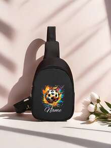 Custom Mini Chest Bag, Can Print Personalized Name Or Holiday Greetings. Create Your Own Exclusive Bag, Back To School Backpack, Crossbody Bag, Suitable For Daily School, Travel, Vacation And Other Occasions. Multi-Functional, Decorative, Letter Pattern, Fashionable, Soft, Modern, Colorful, Cute, Adorable, Casual, Customized, Personalized - Multicolor - View 16
