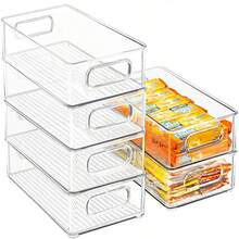 3件/6件套透明冰箱储物盒 - 多功能食品储物容器，适用于冰箱、冷冻室和食品储藏室 - 非常适合存放水果、蔬菜、肉类等 - 耐用塑料材质，易于清洁，冰箱收纳神器 - 透明 - 查看 10