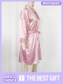 Valentine's Day Gift Women's Nightgown Women's V-Neck Satin Nightgowns For Women Silk Sleepwear 3/4 Sleeve V-Neck Nightshirts(S/M/L/XL) Valentine's Day - 粉色 - 查看 8