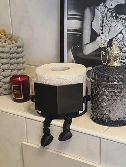 Compagnon de porte-papier hygiénique mignon, en forme de livre - Fabriqué en plastique durable, peut être placé de manière indépendante dans la salle de bain, peut contenir des rouleaux de papier toilette de taille standard, un cadeau de décoration de salle de bain intéressant qui combine les fonctions de décoration et d'accessoire de toilette, design vif et durable.