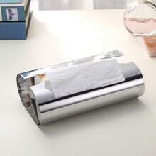 1pc Creative Curved Tissue Box, Stainless Steel Material With Elegant Mirror Effect, Home Decor, Bathroom Vanity/Bedside Table/Office Desk Decoration, Desktop Home Decor And Storage, Napkin Holder, Holiday Family Gathering, Kitchen Dining Table Decoration, Suitable For Home Kitchen Bedroom Living Room Dining Room - Multicolor - View 4