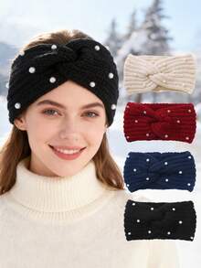 1/2/3PCS Winter Faux Pearls Headbands For Women Cold Weather - Knit Wide Women Ear Warmer Headband Thick Earmuffs For Women & Girls - Gifts & Stocking Stuffers Hair Accessories Workout Hair Bands Yoga Sweatband Autumn Winter Head Scarf Fall Head Band For Vacation Outfits Woman Women Bandana Soft Headwrap - Multicolor - View 12