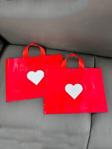 10pcs Valentine's Day Red Heart Shaped Gift Bags, Tote Bags, Shopping Bags, Foldable Reusable Portable Handbags, Gift Packaging Bags For Lovers, Suitable For Valentine's Day, Parties, Weddings, Birthdays, Mother's Day And Other Occasions - Multicolor - View 6