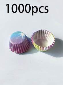 1000pcs Ombre/Starry Sky Mini Cupcake Liners, 0.98 Inch Cute Thumb Cupcake Cups, Grease-Proof Baking Cups, Suitable For Birthday, Wedding, Party Cakes - Compatible With Cake Decorations - Multicolor - View 9