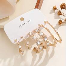 Bộ 1-3 đôi hoa tai hình chữ C khảm ngọc lam hình bán nguyệt họa tiết hoa phóng đại - Bộ 3 đôi bông tai hình chữ C - Xem 9