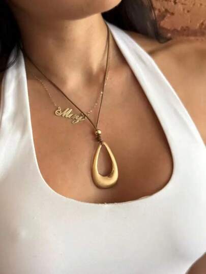 1pc Vintage Water Drop Pendant Necklace (For Women)