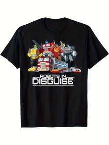 Robot In Pretend Retro Retro Robot Group T-Shirt Men'S Futurism Street Punk Black T-Shirt - Black - View 1