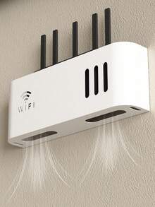 1pc WIFI Router Plastic Storage Box, Wall-Mounted No Drilling Required, Suitable For Wall Or Desktop - Multicolor - View 5