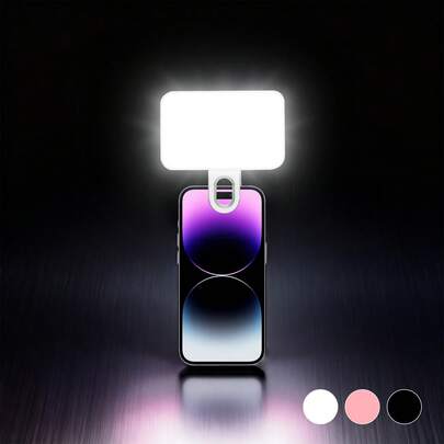 1pc Selfie LED Fill Light, 3 Lighting Modes, Adjustable Brightness, USB Rechargeable, Portable Detachable Clip. Suitable For Smartphone Photography Lighting, Laptop, Tablet, Meetings, Makeup, And Holiday Occasions. Built-In 250mAh Rechargeable Lithium Battery.