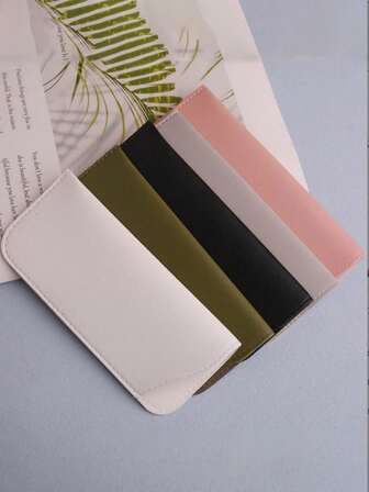 1 st nytt enfärgat mjukt glasögonfodral i PU-läder, halkfri förvaringsväska för solglasögon, minimalistisk och modern för dagligt bruk