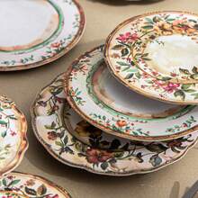 10 buc/pachet vintage Faux farfurie antică peisaj colaj Washi autocolant pachet, farfurie aurită estetică, placă de lemn colaj material decorativ, scrapbooking, autocolante planificator, consumabile papetărie consumabile scrapbooking