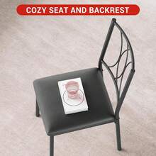 Conjunto de mesa de comedor de cocina de 5 piezas Muebles, mesa y sillas Conjunto de 4 personas, marco de metal Mesa rectangular moderna de madera con / sin sillas tapizadas para pequeño espacio comedor, comedor - Sillas tapizadas marrones - Ver 6