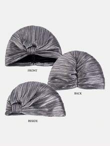 1pc Ladies' Vintage Fashion Metal Color Hat, Suitable For Chemo And Regular Use As A Headscarf Hat Hair Sleep Cap,Summer,Beach - Multicolor - View 5
