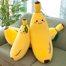 Soft Banana Plush Pillow Doll Long Bolster Stuffed Fruit Series Decor For Living Room Bedroom Nap Cute Banana Doll - 黃色 - 查看 1