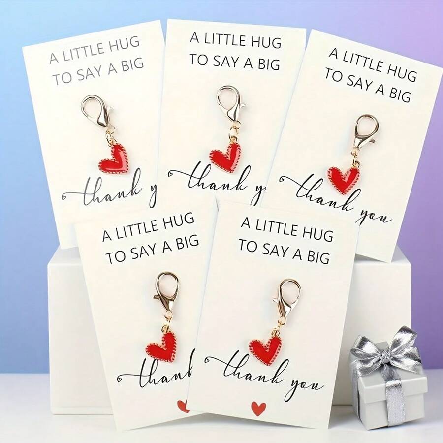 10pcs Gold Water Drop Keychain Set With Red Heart Pendant, Christmas And Business Gift, Employee And Customer Appreciation Gift - Multicolor - View 1