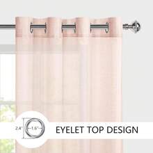 Hiasan Set Of 2 Sheer Voile Curtains Living Room With Eyelets Curtains Panel Curtains Transparent Airy Decorative Curtain For Bedroom 240 X 140 Cm (H X W) White - Pink - View 3