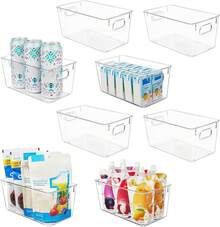 YIHONG 6 Pack Clear Pantry Organizer Bins, Plastic Containers With Handle For Kitchen,Freezer,Cabinet,Closet,Bathroom Under Sink Storage - 4 - 查看 9