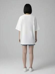Womens 100 Cotton Short Sleeve Graphic T Shirt Ellesse Logo Print Summer Fashion Shortsleeve Top Suitable For Outdoor Date Street Casual Style Perfect For Spring Summer Fall Great Gift Idea - 白色 - 查看 3