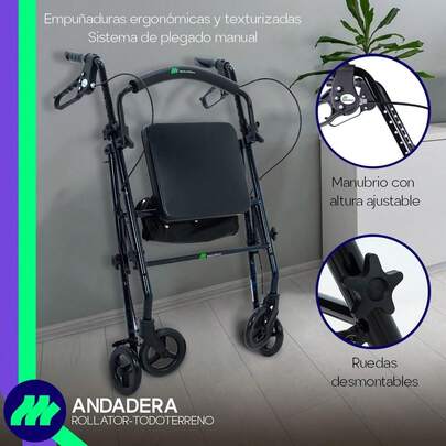 MEDICAL STORE Andadera Con Rueda De 6 Pulgada Rollator Andador De Acero Equipo De Rehabilitación Para Adultos Mayores Andador Rodante Para Personas Mayores Con Frenos De  Andador Plegable Para Apoyar A Una Persona Soporta hasta 135 Kg (Flama Verde)