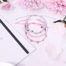 String Ankle Bracelets Waterproof Rope Anklets Braided Beach Boho Coin Anklets Cute Friendship Foot Jewelry For Women - Hồng - Xem 4