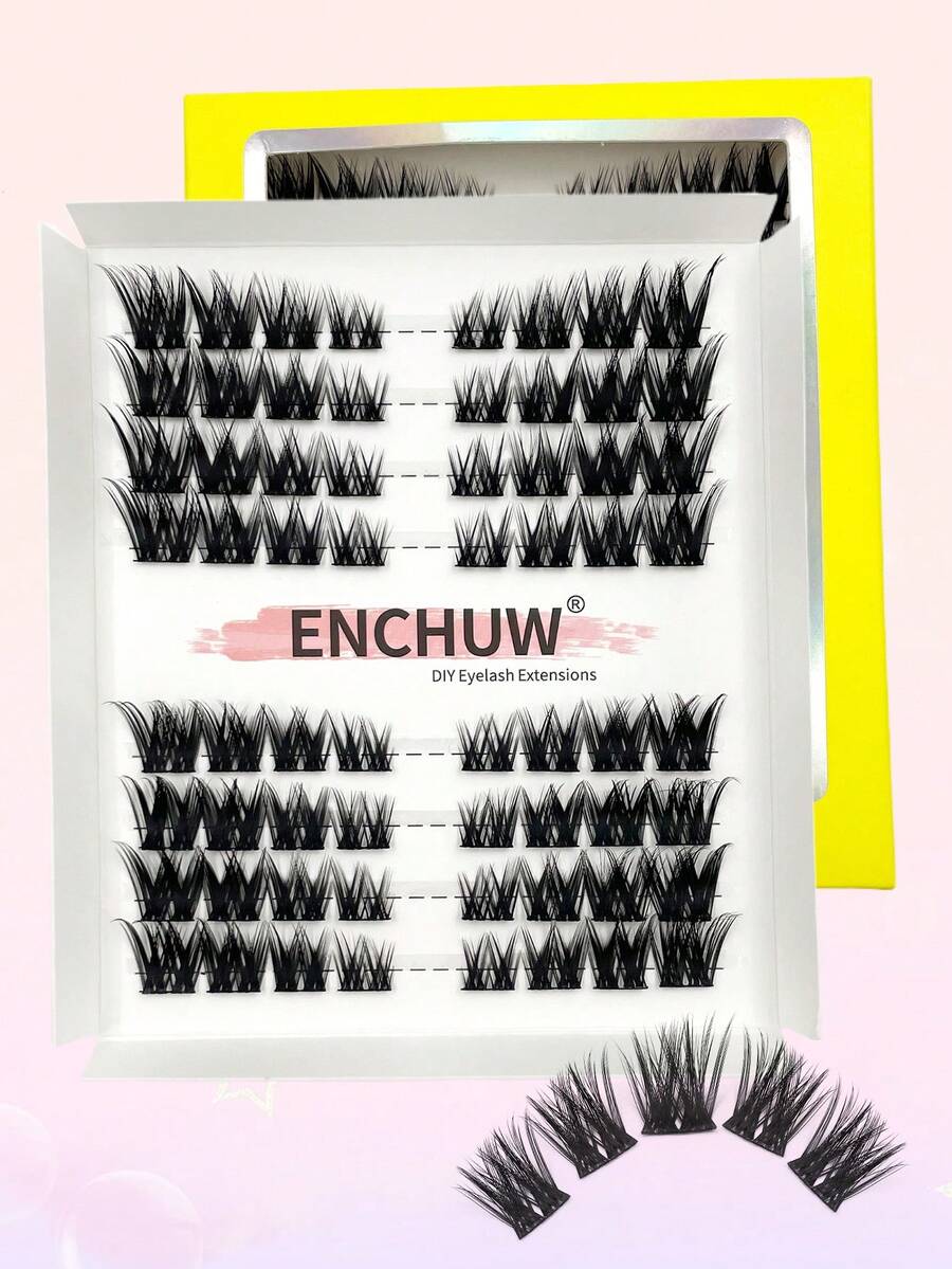 ENCHUW 64 Stück natürliche Locken Wimpernbüschel, verlängernde Wimpernbüschel, individuelle Wimpern, für einen natürlichen Make-up Look zum Selbermachen