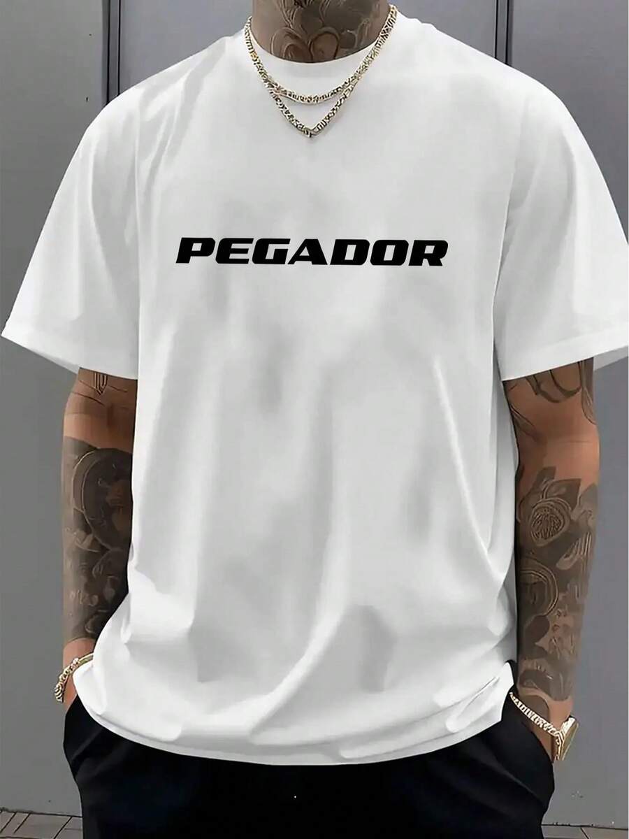 Men & Women 100% Cotton 180g T-Shirt - Pattern Short Sleeve Crew Neck, Black/White With White Logo - Breathable Summer Casual T-Shirt For - Weiss - View 1