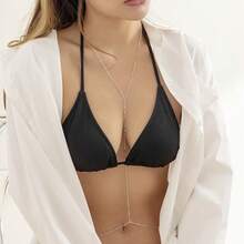 1PC Long Y-Shape Body Chain - Crop Top Blazer Friendly Chest Waist Chain For Women Party Outfits,Suitable For Valentine's Day, Carnival Parties, And Daily Gatherings