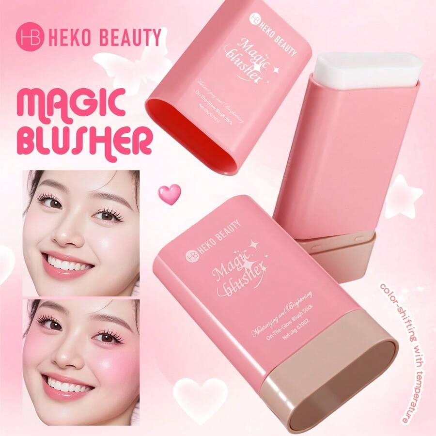 Nuevo Colorete en Barra Cambia de Color, Tono Cálido Transformador, Vibrante, Se Aplica Suavemente en Mejillas y Labios, Crea un Aspecto Natural sin Maquillaje, Acabado Mate, Ilumina el Cutis, Colorete en Barra en Polvo - Multicolor - Ver 1