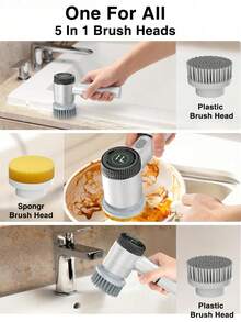 无绳电动旋转清洁刷，3种可调节旋转模式，适用于浴室、淋浴房、浴缸、玻璃、汽车等多种场所。 - 液晶顯示電動清潔刷 - 查看 3