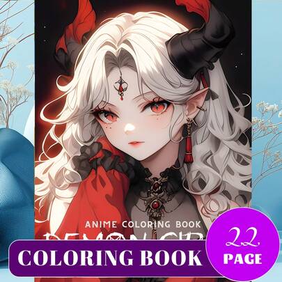 [Sách tô màu DEMON GIRLS MỚI] 1 cuốn sách tô màu gốc, 22 trang in một mặt, đường nét rõ ràng và họa tiết tinh tế, lý tưởng để thư giãn | Món quà hoàn hảo cho năm mới, ngày lễ tình nhân, Giáng sinh, sinh nhật, kỳ nghỉ học, hoàn hảo cho người lớn & thanh thiếu niên & trẻ em