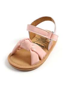 婴幼儿女童PU皮软皮露趾夏季凉鞋花朵公主平底鞋