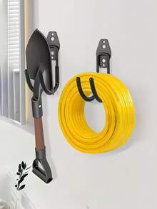1/2pcs Heavy Duty Multipurpose Metal Wall Hook - Fashionable Black Finish, Sturdy Construction, Wall-Mounted Garden Hose Reel Holder With Safety Hanging Rack, Suitable For Storing Hose Reel, Garden Bike Hook, Garage Hook - Multicolor - View 4