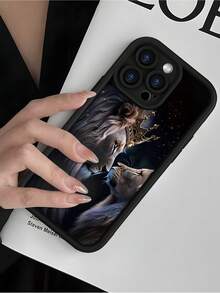 Gold Crown Lion Image With Starry Sky Background Compatible With Apple 17, 16, 15, 14, 13, 12, 11, XS, XR, X, 7, 8 Mini, Plus, Pro, Max, SE And Series. Made Of TPU Material, Provides Protection, Minimalist Design, Suitable For Boys And Girls - Black - View 3