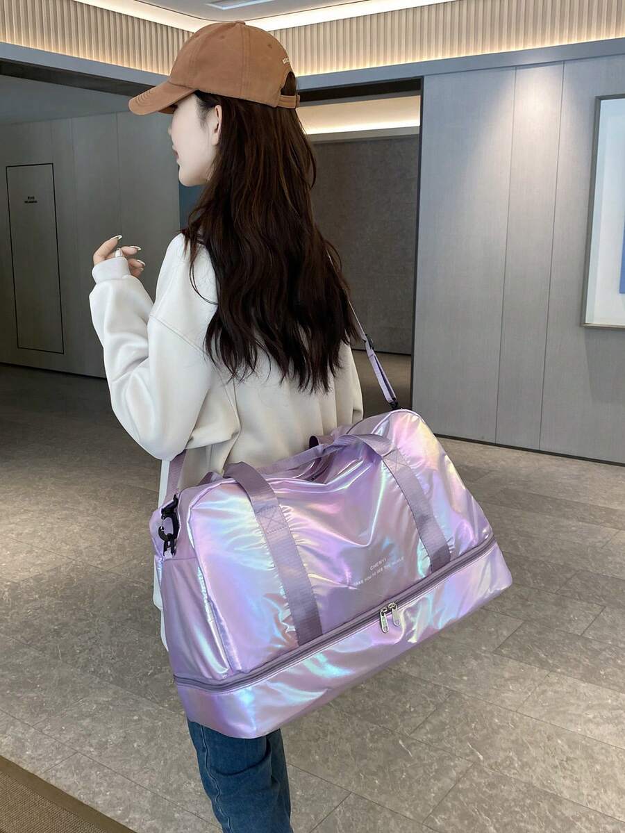 1 szt. Kolorowa, wodoodporna torba damska z wieloma kieszeniami, duża pojemność, torba podróżna z oddzielną przegrodą na buty, idealna na trening, wakacje, podróż służbową, torba podróżna, torba podróżna na noc, wytrzymały organizer podróżny, niezbędne na rejs, niezbędne na wakacje dla mężczyzn i kobiet - Fioletowy - Zobacz 1