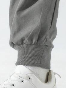 Men's Lightweight Casual Cargo Pants With Print Side Pockets, Spring/Summer - Grey - View 4