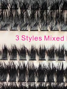 300Pcs D Curl Eyelash Extensions Fluffy 60D+80D+100D Mixed Cluster Lashes Extension Natural Look Individual Eyelashes 8-18MM Lashes Individual Cluster Suitable For Daily And Party Wear False Eyelashes Pack With Tweezers Bond And Seal - Black - View 5