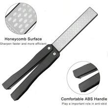 Afilador de cuchillos plegable, grano 400/600, plegable, cuchillo de bolsillo de diamante, afilador de cuchillos en forma de sector, de doble cara, piedra de afilar para cocina, jardn al aire ltima intervensin, #1 - #1 - Ver 3