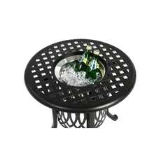 Aluminum Outdoor Table With Ice Bucket, Patio Side Table, Aluminum Side Table With Adjustable Foot Pads, Small Outdoor Coffee Table - 黑色 - 查看 9