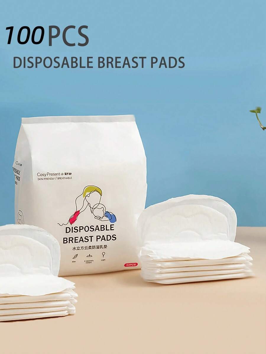 100pcs/Pack Postpartum Nursing Pads, Ultra-Thin & Breathable, Suitable For Breastfeeding Mothers