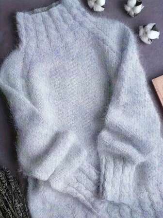 Women's Autumn/Winter High Neck Sweater, Soft Ribbed Knit Pullover, Comfortable Loose Casual Top, Suitable For Daily Wear, Warm And Cozy