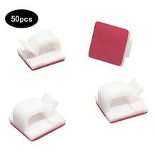 50个装粘性电缆夹，户外灯具电线夹，粘性电缆挂钩，电线整理器，墙面电线管理，适用于电视、笔记本电脑、台式机、家庭办公室 - 彩色 - 查看 9